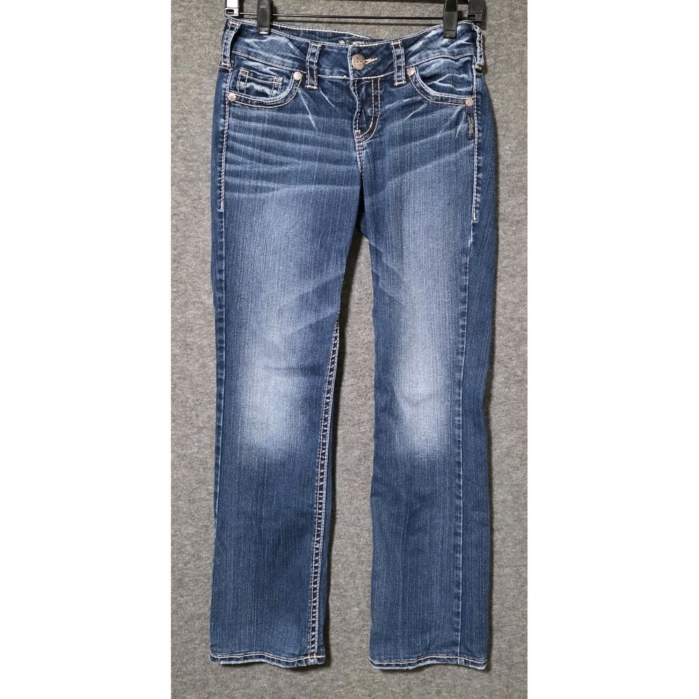 Silver Jeans Women 26x33 Suki Slim Mid Boot Dark Wash Denim Pants Jeans Y2k 90s